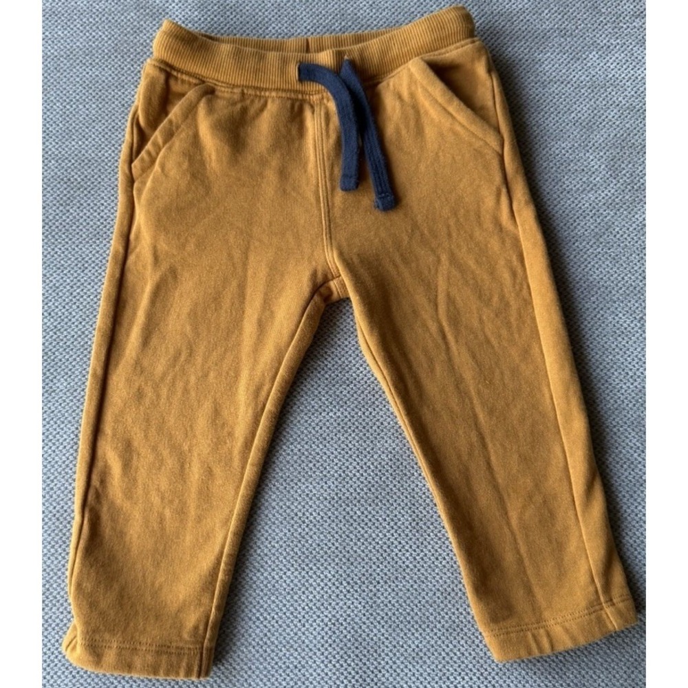 Bout'chou Toddler Jogger Pants 18M Mustard Brown Sweatpants Elastic Waist EUC